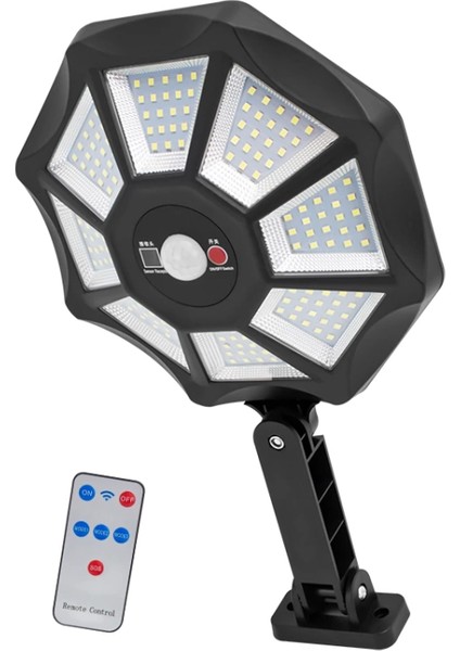 ZB-168A Kumandalı 3 Kademeli 168 Smd Ledli Sensörlü Beyaz Solar Aydınlatma (4887)