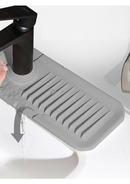 Elastik Mutfak Banyo Musluk Matı Düzenleyici Kaydırmaz Taban Organizer Lavabo Kenar Matı (7272) indirimleri