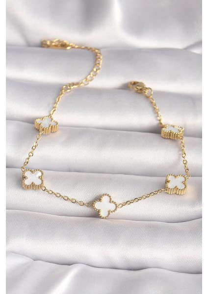 316L Çelik Gold Renk Baby Boy Yonca Model Kadın Bileklik - TJ-BB6640