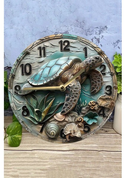 UltraNova Sessiz yuvarlak ahşap duvar saati, kuvars hareketli, 3D ve 2D tasarım, doğa temalı, 33x33 cm