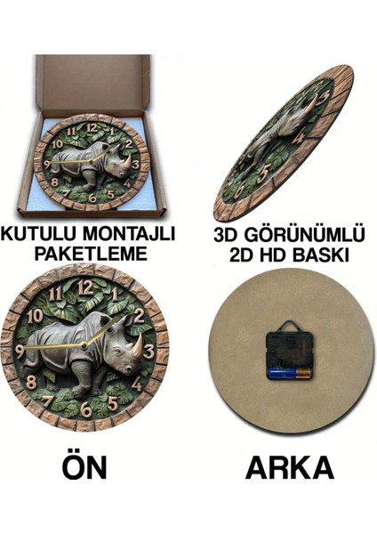 Sessiz Yuvarlak Ahşap Duvar Saati, Kuvars Hareketli 3D Görünümlü 2d Saat