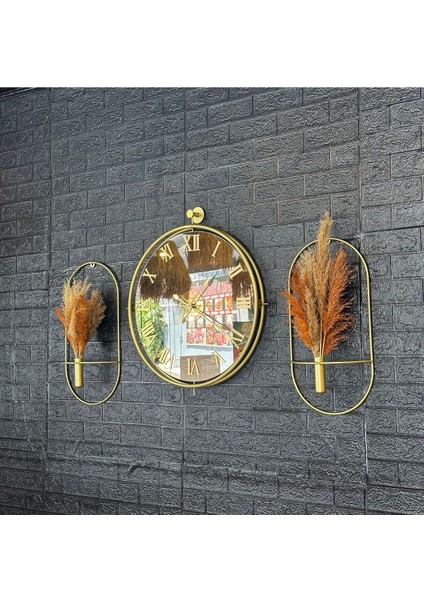 Duvar Saati Tinatti Gold Roma Bronz Aynalı Set Çiçeklik Not: Paspaslar Dahil Değildir fiyatları