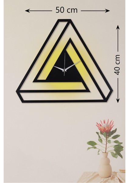 Dekoratif Ahşap Işıklı Siyah Duvar Saati Büyük Boy 40X50 cm Ledli Duvar Saati - Diamond fiyatları