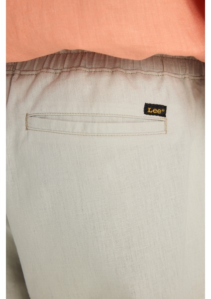 Regular Fit Normal Kesim Lastik Belli Keten Karışımlı Gri Pantolon