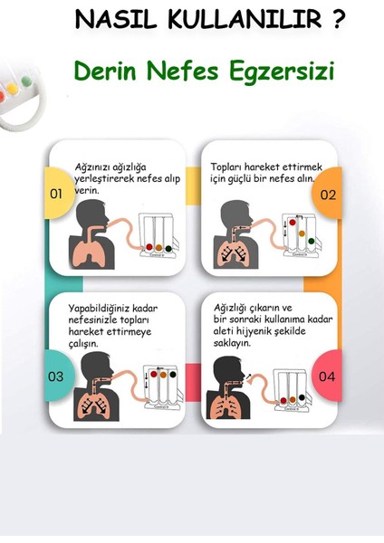 3 Aşamalı Solunum Egzersiz Cihazı Nefes Güçlendirme Aleti