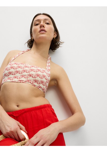 Baskılı Dolgulu Halter Yaka Bikini Üstü fiyatları