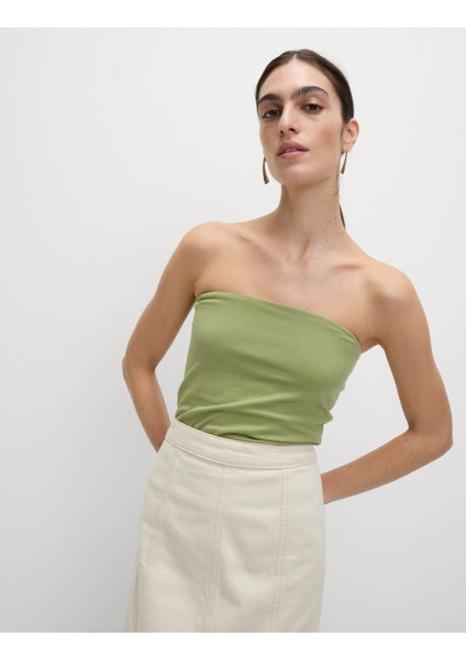 Pamuk Karışımlı Bandeau Üst