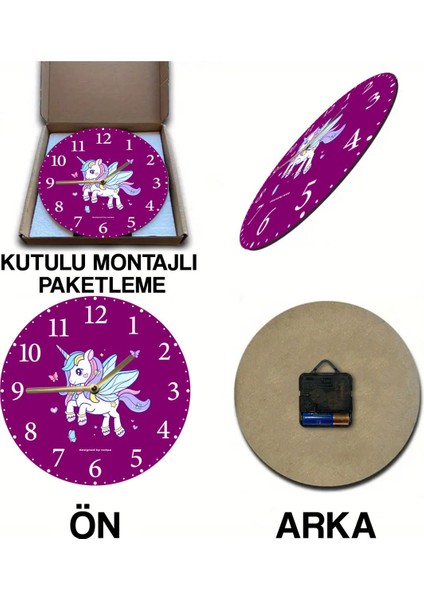 Sessiz Yuvarlak Ahşap Duvar Saati, Kuvars Hareketli Elif Vav SDW041