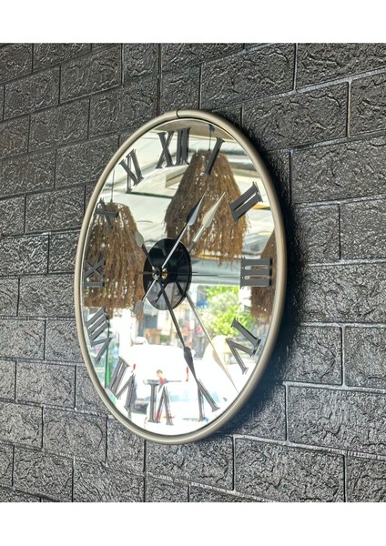 Duvar Saati Gloryamat Gümüş Gri Aynalı Duvar Saati Roma Rakamlı Duvar Saati modelleri