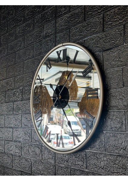 Duvar Saati Gloryamat Gümüş Gri Aynalı Duvar Saati Roma Rakamlı Duvar Saati fırsatları