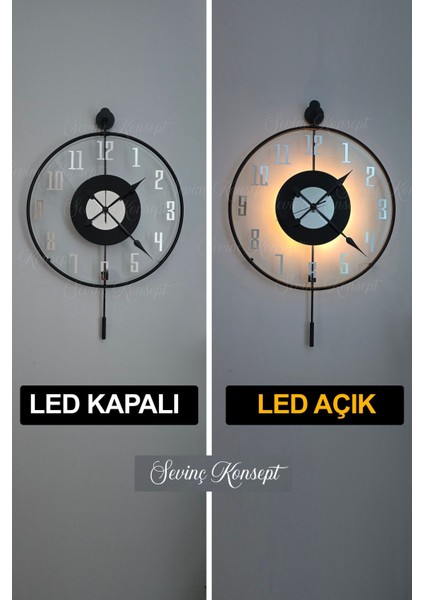 LED Li Black Latin Face Gümüş Rakamlı Tiktok (Büyük Boy 50 x 75), Dekoratif Sarkaçlı Duvar Saati fiyatları