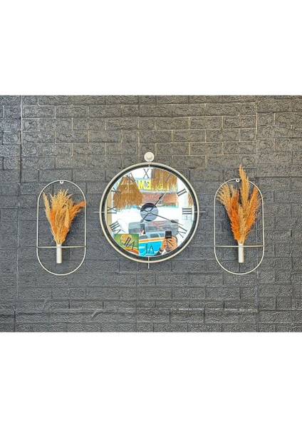 Duvar Saati Çiçeklik Set Mat Gümüş Gri Set Duvar Saati Set fiyatları