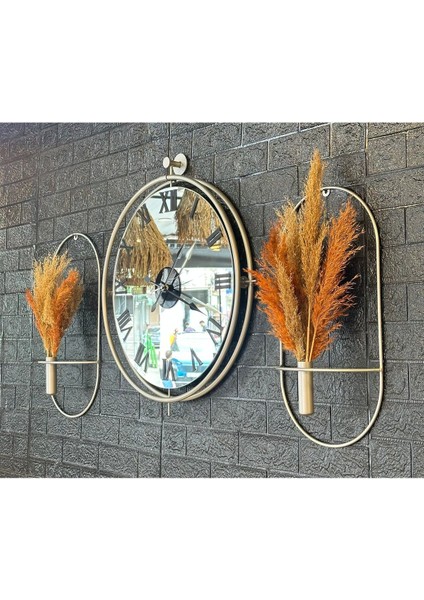 Duvar Saati Çiçeklik Set Mat Gümüş Gri Set Duvar Saati Set modelleri