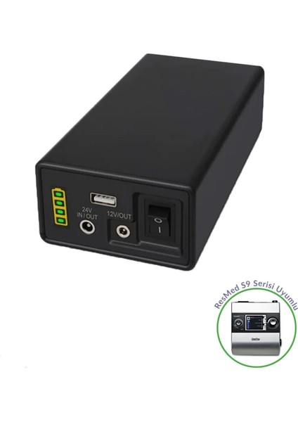 CPAP Taşınabilir Batarya – ResMed & Philips Uyumlu | 12V/24V Çıkış, USB Şarj, LED Gösterge modelleri