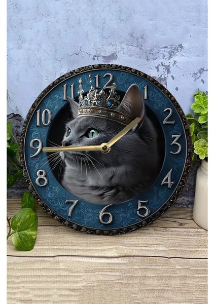 Sessiz Yuvarlak Ahşap Duvar Saati, Kuvars Hareketli 2d Kedi Desen 2d SDW023 fiyatları