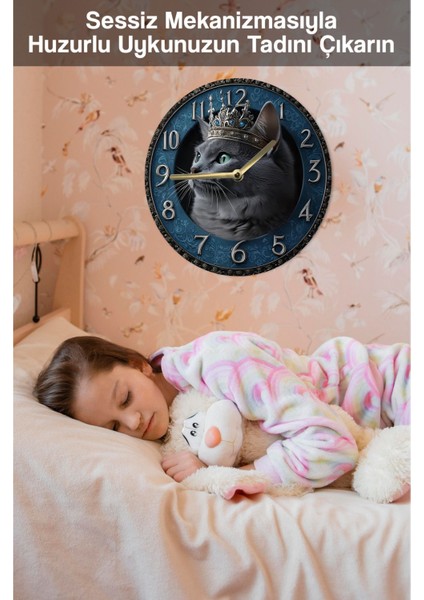 Sessiz Yuvarlak Ahşap Duvar Saati, Kuvars Hareketli 2d Kedi Desen 2d SDW023 fırsatları