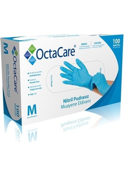 Mavi Nitril Muayene Eldiveni, Pudrasız, Orta Boy, Güvenli ve Sağlıklı Kullanım