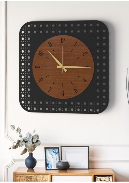 Modern Delikli Tasarım Duvar Saati | Ceviz & Beyaz Mdf | 48CM Büyük Boy indirimleri