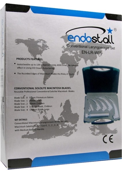 Yüksek Kaliteli 5 Blade Led Laringaskop, Güçlü ve Güvenilir Tıbbi Cihaz ENDOSTALL fiyatları
