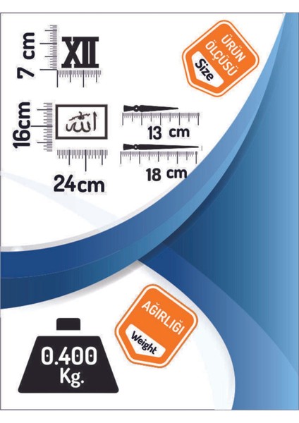 3D Roma Rakamlı Saat ve Sabret Şükret Dua Et Allah Muhammed Vav Pano Set (Beyazgümüş) fiyatları