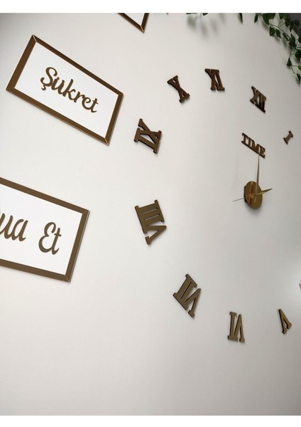 3D Roma Rakamlı Saat ve Sabret Şükret Dua Et Allah Muhammed Vav Pano Set (Beyazaltın) indirimleri