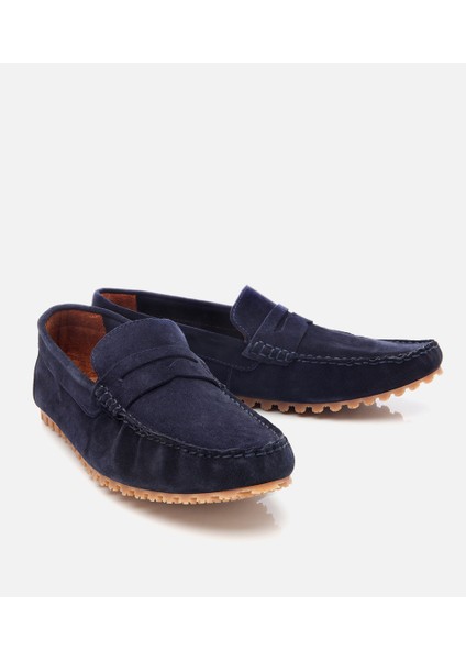 02AYH302700A680 ERKEK Süet Deri Lacivert Esnek Tabanlı Günlük Loafer