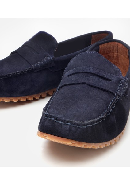 02AYH302700A680 ERKEK Süet Deri Lacivert Esnek Tabanlı Günlük Loafer