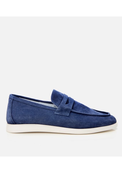 02AYH305140A620 ERKEK Süet Deri Mavi Yumuşak Dokulu Loafer