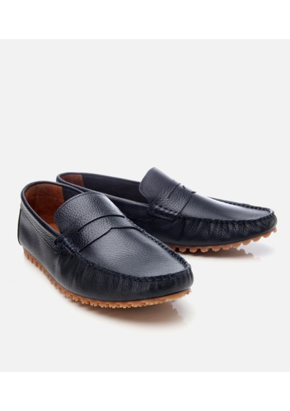 02AYH302710A680 ERKEK Deri Lacivert Esnek Tabanlı Günlük Loafer