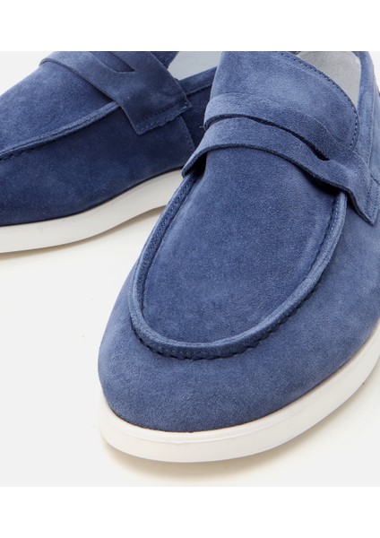 02AYH305140A620 ERKEK Süet Deri Mavi Yumuşak Dokulu Loafer