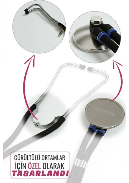 Yeşil Çift Hortumlu 65 mm Metal Stetoskop, kaliteli ve güvenilir tıbbi cihaz. modelleri