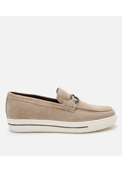 02AYH302930A310 ERKEK Süet Deri Bej Toka Detaylı Loafer