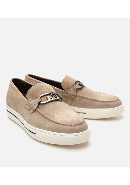 02AYH302930A310 ERKEK Süet Deri Bej Toka Detaylı Loafer
