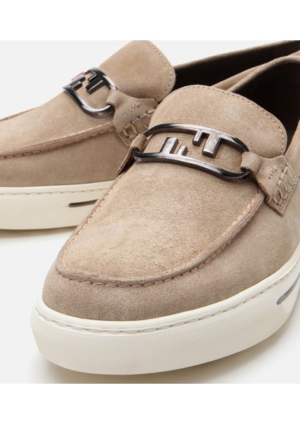 02AYH302930A310 ERKEK Süet Deri Bej Toka Detaylı Loafer