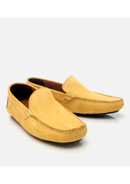 02AYH305550A520 ERKEK Nubuk Deri Sarı Hafif Tabanlı Günlük Loafer