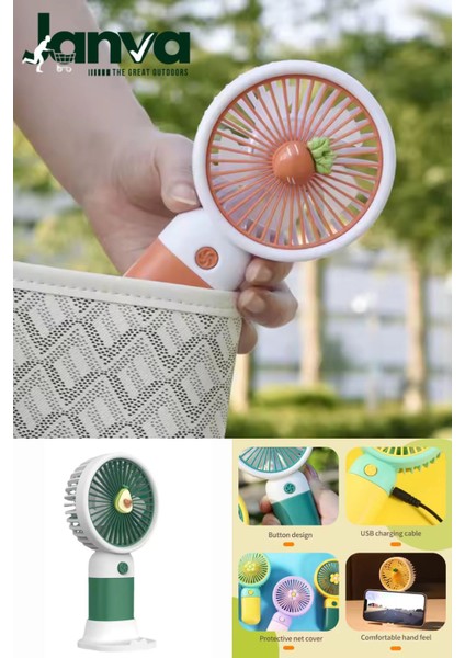 Mini taşınabilir şarjlı fan, kompakt ve renkli serinlik sağlar.