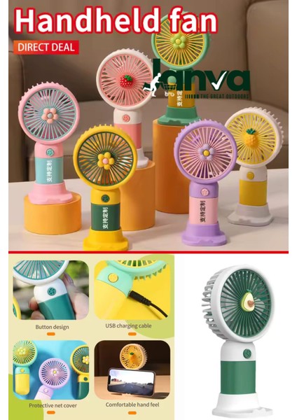 Mini taşınabilir şarjlı fan, kompakt ve renkli serinlik sağlar. fiyatları
