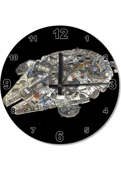 30 cm Çap Star Wars Han Solo Gemisi Sessiz Duvar Saati