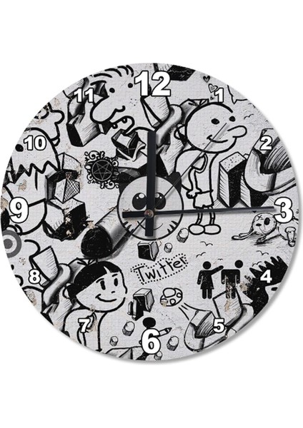 30 cm Çap Komik Karikatürler Ahşap Duvar Saati