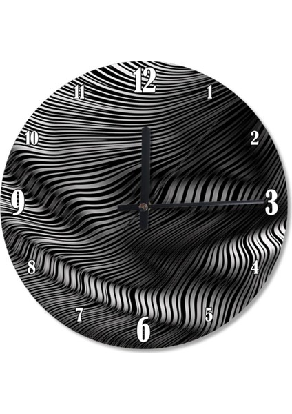 Çap Gri Dalgalı Çizgiler Analog Duvar Saati 50 cm