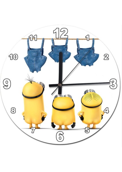 30 cm Çap Minions Minyonlar Analog Duvar Saati