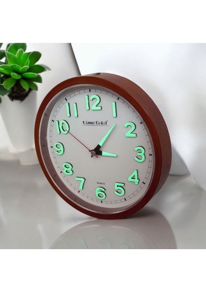 Fosforlu 3D Kabartma Rakam Mini Küçük Saat Duvar Saati Çap 22 cm Eskitme