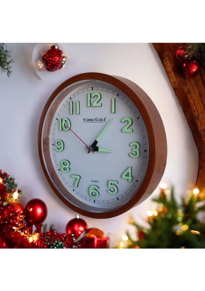 Fosforlu 3D Kabartma Rakam Mini Küçük Saat Duvar Saati Çap 22 cm Eskitme modelleri