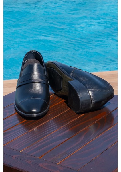 El Yapımı Loafer Model Siyah +7 Cm Boy Uzatan Erkek Ayakkabı Gizli Topuklu Kundura fırsatları
