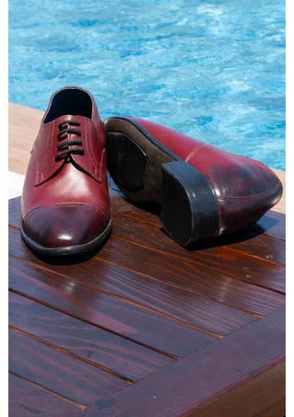 El Yapımı Bordo Renk Oxford Model +7 Cm Boy Uzatan Gizli Topuk Ayakkabı Damatlık Kundura modelleri