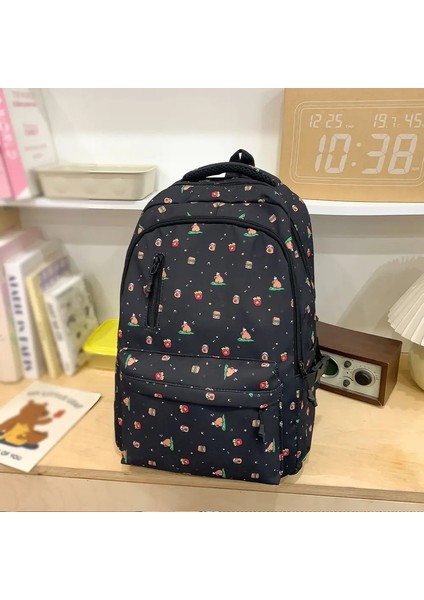 Sevimli Capibala Baskılı Sırt Çantası Dişi Niş Rahat All-Fit Seyahat Sırt Çantası Büyük Kapasiteli Hafif Öğrenci Çantası Renk: Hei Eyu (Yurt Dışından)