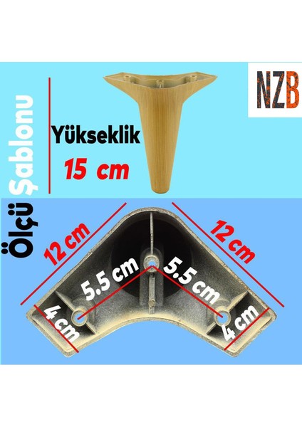 Mobilya Kanepe Koltuk Ayağı Baza Ayak Kahverengi 15 cm (4 Adet) fiyatları