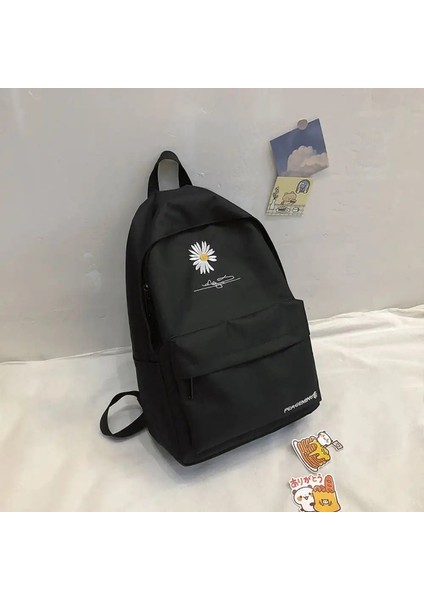 Taşınabilir Sırt Çantası Gündelik Tuval Kitap Sırt Çantası Yeşil Papatya ile Büyük Kapasiteli Sokak Seyahat Çantası Öğrenci Okulu Bagscolor: Siyah (Yurt Dışından)