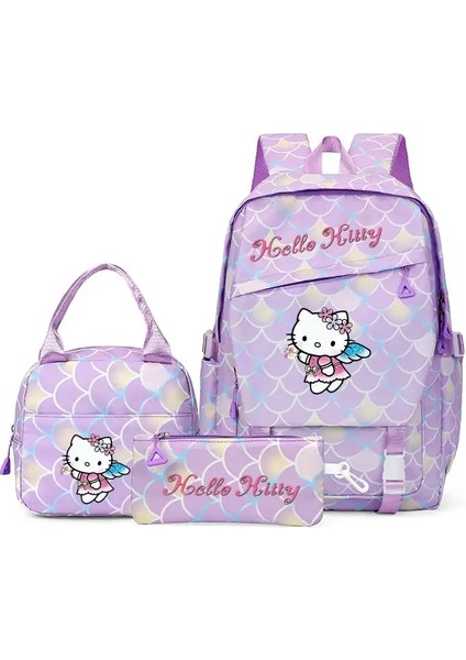 3pcs/set Hello Kitty Sırt Çantası Kız Erkek Öğrenci Öğrenci Genç Çocuk Rucksack Çocuk Doğum Günü Kadınlar Günlük Okul Çantası Renk: Resimle Aynı (Yurt Dışından)