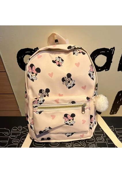 Disney Cartoon Minnie Sırt Çantası Kızlar Moda Okulu Çantası Büyük Kapasite Sevimli Öğrenci Okul Çantası Erkek ve Kızlar Için Sevimli Sırt Çantası: Minnie/boyut: 27X22X10CM (Yurt Dışından)